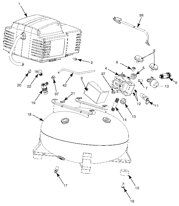 Default Diagram and Parts List for CFFN250A Type 0 Porter Cable Compressor
